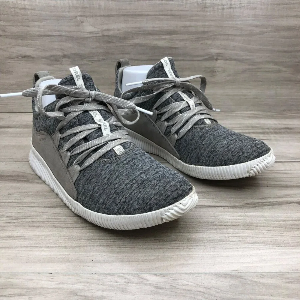 Sorel Sneakers Women's 7.5 Out N About Gray Mesh and Suede Lace Up Shoes
